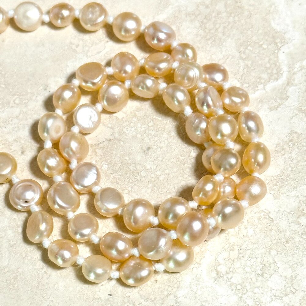 Pink Freshwater Pearl Necklace, Hand Knotted Pearl Short Necklace